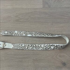 White Studded Leather Belt